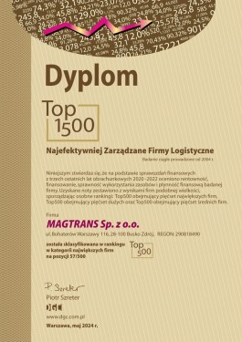 DYPLOM Top 1500 - MAGTRANS